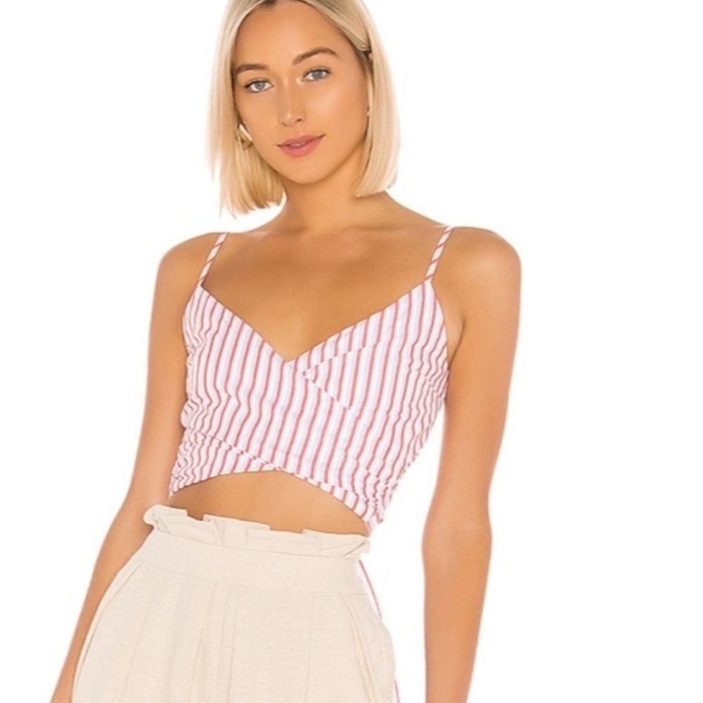 Lovers & Friends Multicolor Stripe Wrap Tie Cotton Cropped Loren Top NWT Size S